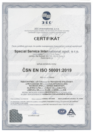 Certifikát pro systém energetického managementu ČSN EN ISO 50001:2019