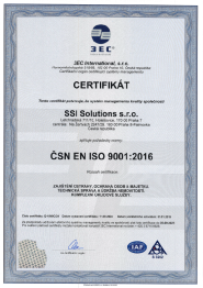 Certifikát pro systém managementu kvalityČSN EN ISO 9001:2016